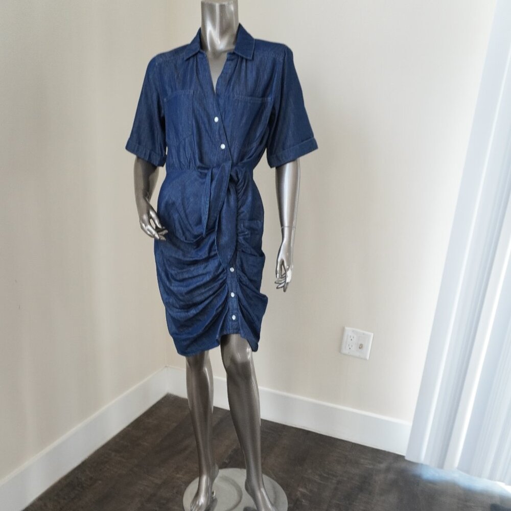 Veronica Beard Hensley Dress Blue Chambrey Shirt Dress Rushed Size 4 - Picture 5 of 7